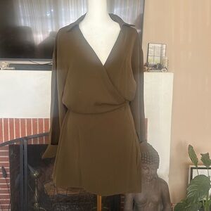 Vici Olive Long Sleeve Wrap Dress